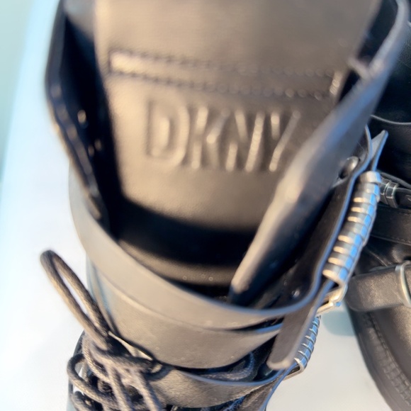 DKNY women's leather scrappy combat boots - Picture 3 of 3